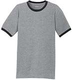 Joe's USA Men's Soft 5.4-oz 100% Cotton Ringer T-Shirts-L-Athletic Grey/Black