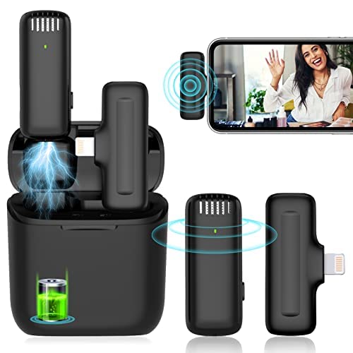 IBS Wireless Clip Mic, Wireless Lavalier Microphones, Clip-on Microphone(Aisizo, for Smartphone, Laptop, Video Recording YouTube Live Stream (J11 Microphone Lightening Type)