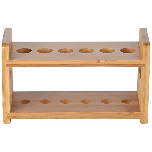 Lily's Home Bamboo Test Tube Vial Shot Glasses Holder Rack, Great As Pen Stand, Made From Bamboo With Built-In Handle, Rack Only, Glass Tubes Not Included, 6 Tube Capacity (7/8" (22Mm') Holes) #TOP5
