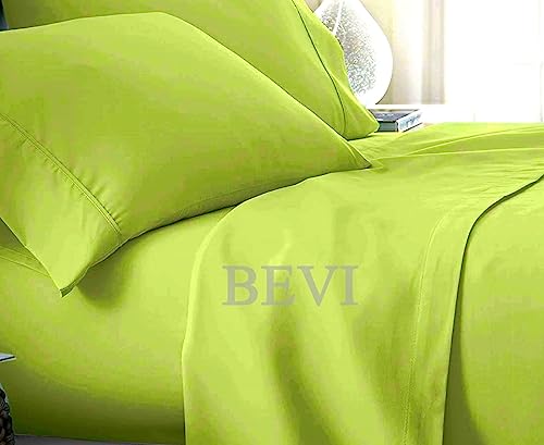 Image of BEVI Bedsheet for Double Bed 300 TC Flat Bedsheet with 2 Pillow Covers Size-(90 inchx95 inch) Neon Green