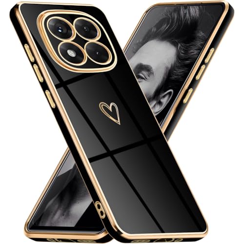 Mkej Funda para Xiaomi Redmi Note 14 Pro 5G, Bonito Diseño Patrón Corazón Suave Silicona de Galvanoplastia Carcasa con Protección Cámara, Ultrafino Elegante Color Enchapado Case