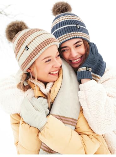 Set gorro bufanda guantes de punto invierno con orejeras 3