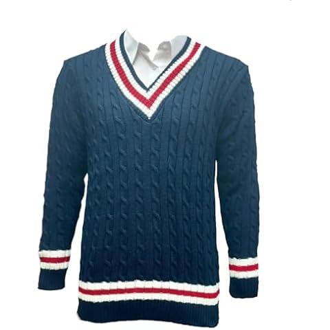 COMFYLOT V Neck Cable Knit Cricket Jumper Cover