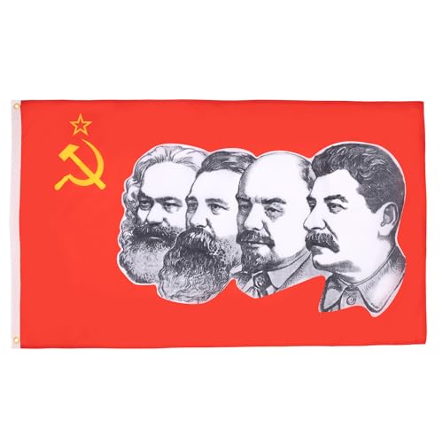 AZ FLAG - Bandera Urss 4 Personas - 90x60 cm - Bandera Roja - Comunista – Soviética - Rusia 100% Poliéster Con Ojales de Metal integrados - 50g - Colores Vivos Y Resistente A La Decoloración