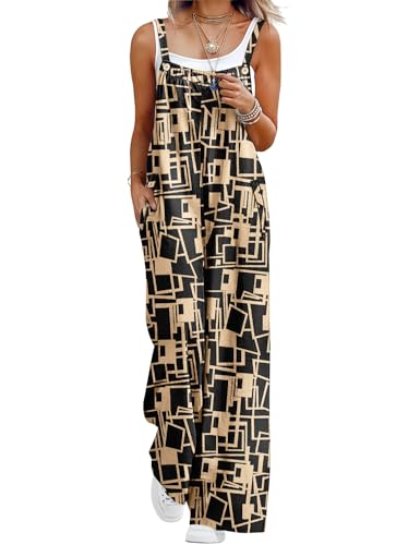 YESNO Casual Wide Leg Jumpsuits for women Summer Boho Bib Pants Overalls Floral Print Pleated Rompers with Pockets L PZL CR466