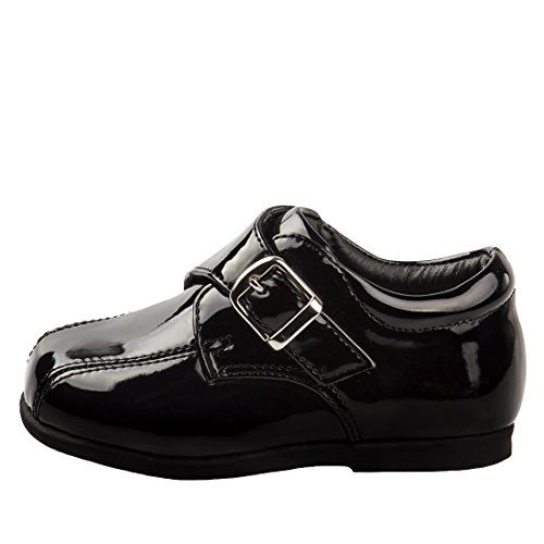 Josmo Boy's Walking Dress Shoe (Infant, Toddler), Size 3 Infant, Black Patent Buckle #TOP1