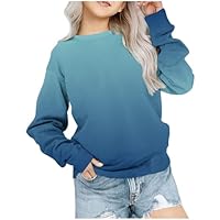 Mädchen Langarmshirts Kinder Tops Farbverlauf Kleidung Batik Sweatshirt T-Shirt Bekleidung Long Sleeve Top Baumwolle Langarm Pullover Blau, 11-12 Jahre