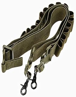 HWZ Tactical 2 Point Shotgun Sling 15 Shell Ammo Holder Bandolier 12Ga Nylon Military Shotgun Shell Sling (Green)