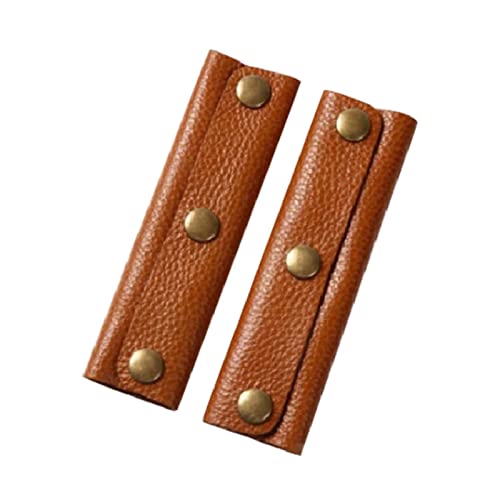 2 fundas de cuero para asa de bolso, protector de agarre de cartera, identificador de hebilla, para equipaje, bolso, sillín, bolsa de viaje, correa, suministros para hacer manualidades (marrón)