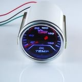 Material: Cromo bisel THG 55mm super brillante LED azul Autom¨®vil Racing ahumado aceite digital de temperatura Medidor de temperatura Universal Fit Meter Car Auto Motor SUV Camiones