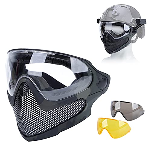 ACEXIER Airsoft Paintball Caccia Dual-Mode Attrezzatura Tattica Aggiornamento Maglia in Acciaio Mezza Maschera Maschera Militare Gioco di Guerra Maschera Protettiva