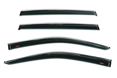 C&C Car Worx Tape-On Outside-Mount Wv-14H-Tf Aftermarket Set Of 4 Side Window Visor Rain Guard Deflectors With Chrome-Style Trim To Match Oem Compatible With Toyota Highlander 2014-2019 #TOP3