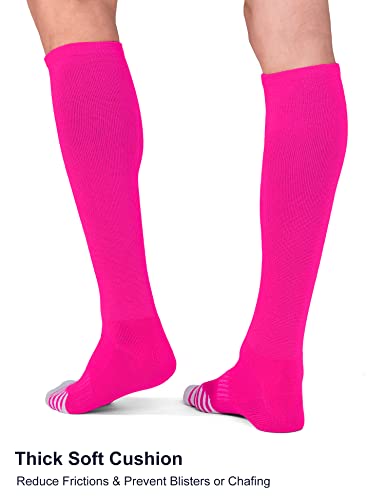 Fitrell 2 Pack Baseball Soccer Softball Socks For Kids Youth Men & Women Over-The-Calf Knee High Football Socks, Nfl, Hot Pink, Medium #TOP5