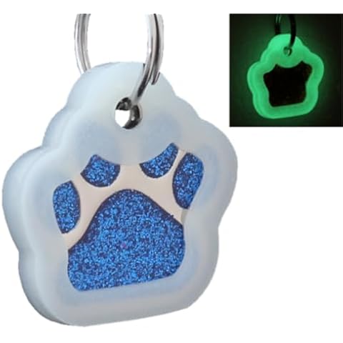 io tags Pet ID Tags, Personalized Dog Tags and Cat Tags, Custom Engraved, Easy to Read, Cute Glitter Paw Pet Tag (Blue + Silencer) Cover
