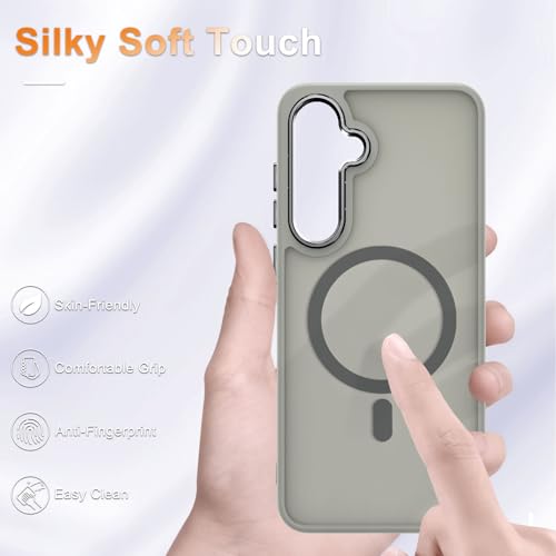 Image of for Samsung Galaxy S24 FE Case, Matte Magnetic Phone Case with 1 Screen Protector, Support for Magsafe, Translucent Frosted Slim Shockproof Protective Cover for Samsung Galaxy S24 FE, Titanium Gray