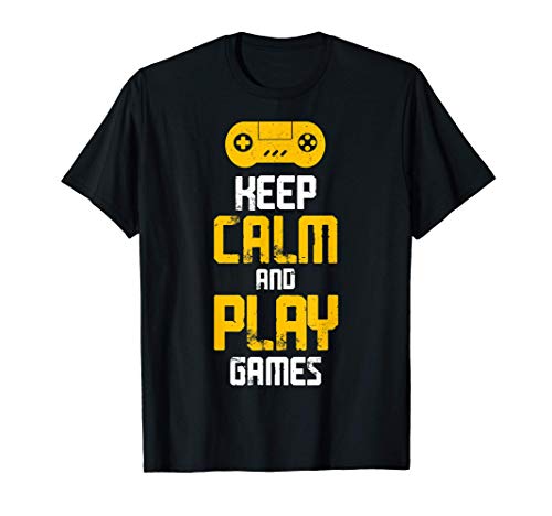 Vintage Retro Keep Calm & Play Games - Citas de jugadores Camiseta