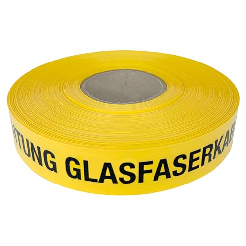 PremSecure Trassenwarnband Achtung Glasfaserkabel Glasfaser 250m Erdkabel Lichtwellenleiter Warnband Trassierband schwarz gelb