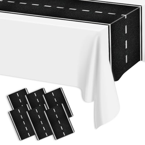 Lot De 6 Chemins De Table en Plastique Jetables pour Fête De Voiture De Course - 35 X 274 Cm
