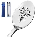 HSSPIRITZ Papa's Ice Cream Spoon Funny Engraved Stainless Steel Spoon,Coffee Spoon Dessert Lovers Gifts for Grandpa Dad Papa Birthday Father's Day Christmas