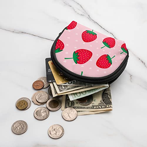 Brouaasy Kawaii Pink Strawberry Print Wallet Shell Storage Bag Women Small Coin Purse Shell Change Pouch Wallet #TOP1