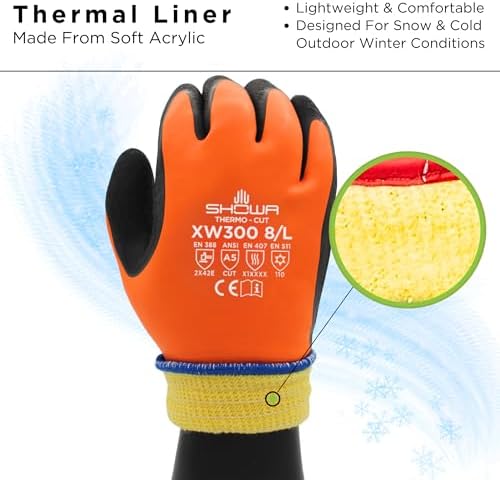 SHOWA XW300 Insulated Winter Work Gloves, ANSI A5 Cut, Large, Single Pair — 사진 4