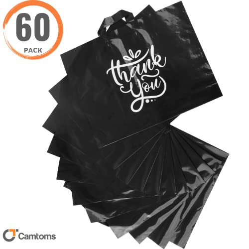 Camtoms Large Thank You Bags with Handles | Plastic Shopping Bags for Small Business | Retail & Boutique Bags