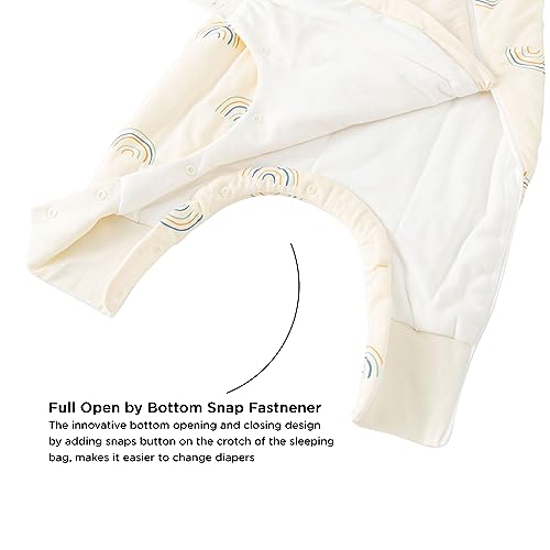 Image of Duomiaomiao 1.5 TOG Toddler Sleep Bag 6-12 Months 100% Cotton Four Season Side Open Zipper Baby Sleep Sack with Feet, Breathable Toddler Wearable Blanket