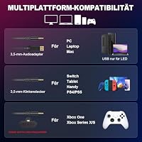 Krysenix PG1 RGB Gaming Headset für PS4, PS5, PC, Xbox,Switch-Dunkel grün – Ansicht 6