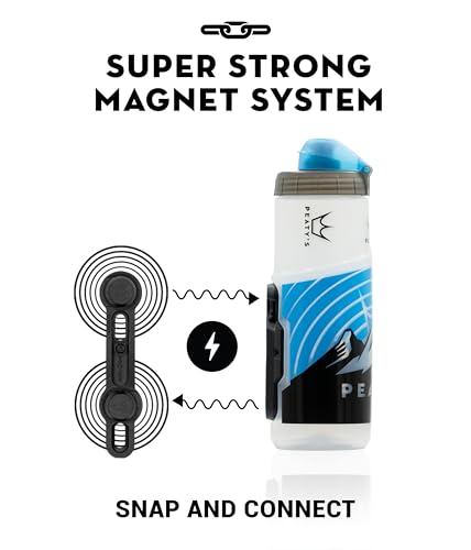 Peaty's x Fidlock Lockin Magnetische 750ml Fiets Water Fles & Mount, Fiets Drinkflessen, Cycle Accessoires voor Mountainbiken & Fietsen, Premium Alternatief voor Cage, Twist & Release - Crown Smoked