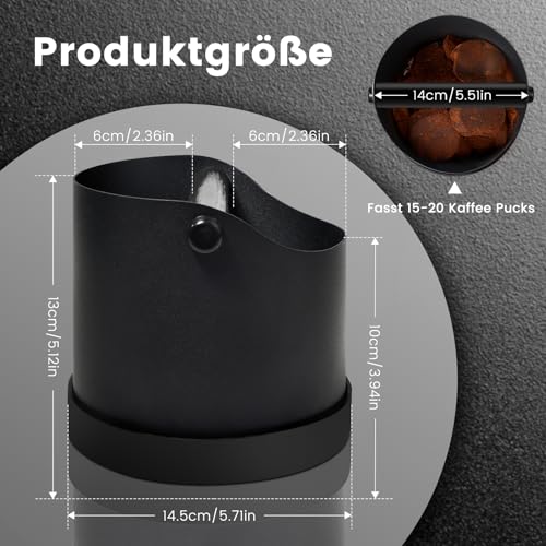 NOTSEK Abklopfbehälter für Siebträger, 1.2L Edelstahl Kaffee Knock Box, Kaffeesatz Abschlagbehälter, Abschlagbox für Siebträgermaschine Zubehör (Schwarz)