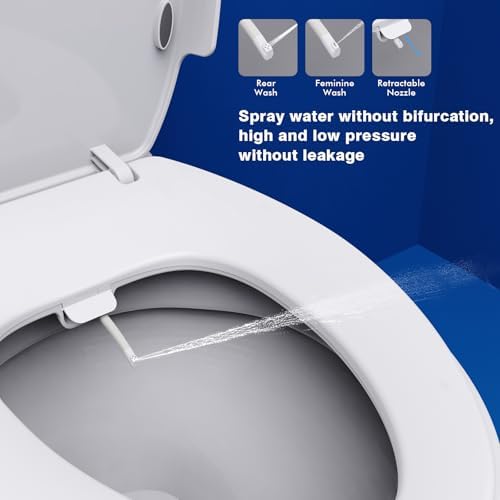 DCET Bidet Toilet Seat Elongated – Non-Electric with Soft Close Toilet Seat, Dual Nozzles for Front & Rear Wash, Adjustable Water Pressure, Brass Inlet, No-Tool Installation – Elongated Bidet Seat — view 4