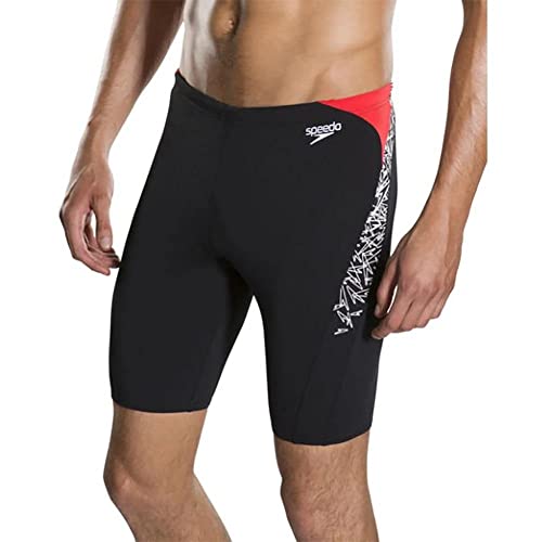 Speedo Herren Swimwear Boom Splice Jammer, Black/White/Lava Red, 1, 8-10856B444