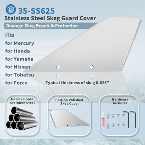 35-SS625 Skeg Guard Protector, Marine Grade Stainless Steel Skeg Cover for Mercury, Honda, Yamaha, Nissan Damaged Outboards Skeg Repair Kit by Camoo - Image 2