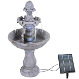 Solar Gartenbrunnen Brunnen Solarbrunnen Zierbrunnen Vogelbad Wasserfall Gartenleuchte Teichpumpe - Springbrunnen Wasserspiel für Garten, Gartenteich