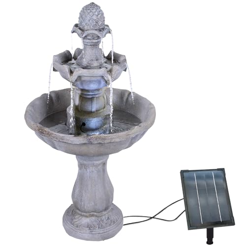 Solar Gartenbrunnen Brunnen Solarbrunnen Zierbrunnen Vogelbad Wasserfall Gartenleuchte Teichpumpe - Springbrunnen Wasserspiel für Garten, Gartenteich