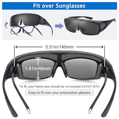 Image of Mens Polarized Flip Up Fitover Sunglasses with Mirrored Lenses
