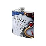Capacidad: 6 onzas CIAF Petaca Licorera 6 Onzas Acero Inoxidable, Poker Las Vegas