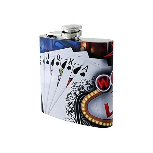 CIAF Petaca Licorera 6 Onzas Acero Inoxidable, Poker Las Vegas Cover