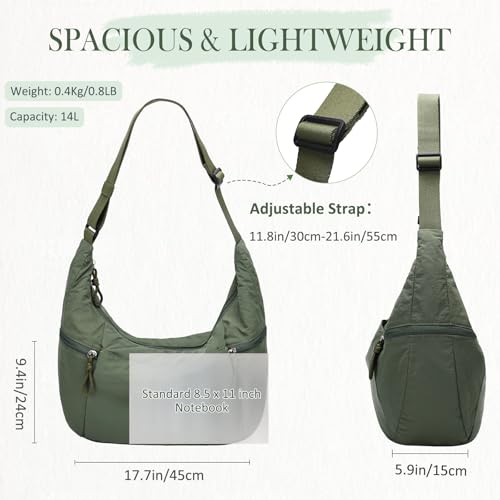 Image of VASCHY Crossbody Crescent Bag for Women, Casual Lightweight Nylon Large Slouchy Hobo Bags Purses for Travel /Gym /Work /College