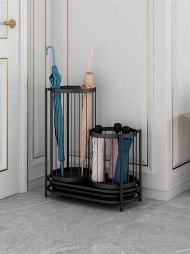 Stylish Umbrella Stand with Drip Tray, Round Holder for Small & Large Umbrellas, Billiard Cues, Baseball Bats & Kids Toys - Versatile Home Organizer