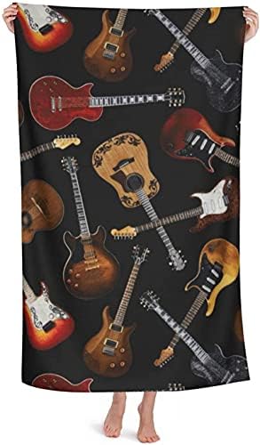 Epushow Music Guitar Beach Towel, Oversized Microfiber Bath Towel, Large Beach Towel, Quick Drying, Travel Accessories Gifts, Women's Lovely Beach Towel, Men's Cool Beach Towel