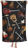 Epushow Music Guitar Beach Towel, Oversized Microfiber Bath Towel, Large Beach Towel, Quick Drying,