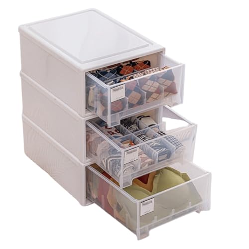 RITERS 3pc Clear Stackable Drawer Organizers for Underwear
