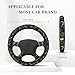 GEHGXF Botanical White Flowers Berries and Green Leaves Steering Wheel Covers, Breathable Anti-Slip Sweat Absorption Universal 15