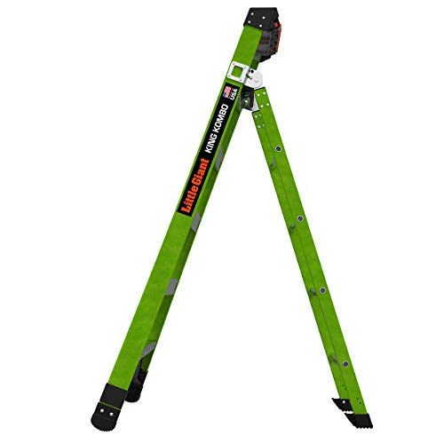 Little Giant Ladders, King Kombo, Professional, 6 Ft. A Frame, 10 Ft. Extension, Single Hinge, Fiberglass, Type 1AA, 375 lbs Weight Rating, (13906-001)