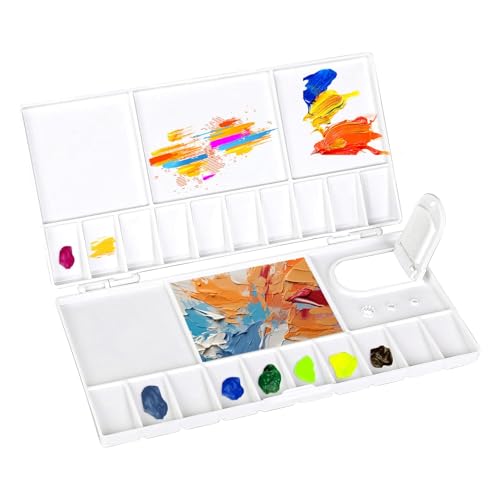 1 Piece Watercolor Palette Folding Paint Tray,Paint Palette With Lid,Folding Mixing Painting Palette,Folding Mixing Painting Palette,For Painting Projects,Beginners And Artists(White)