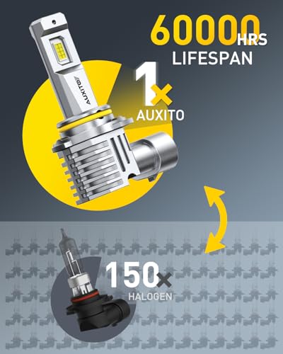 Image of AUXITO 9005 H11 LED Bulbs, HB3 H8 H9 LED Light Bulb, 120000LM 6500K White, 15X Brighter, Plug and Play, CANBus Ready, No Flicker, 60000 Hours Lifespan, 4 Pack