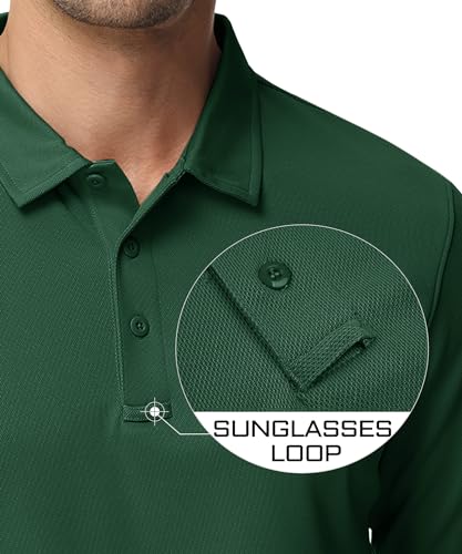 Image of MAGCOMSEN Men's Long Sleeve Golf Polo Shirts Collared Athletic Quick Dry Lightweight Work Shirts