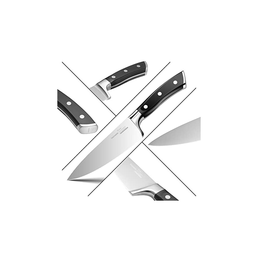 OAKSWARE Knife Sets, 8 Piece Knife Set for Kitchen with Block, German Stainless Steel Chef Knives Set with Ergonomic Handle