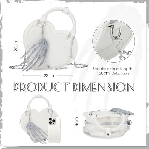 KUANG! Halloween Handbag Skull Hand Purse Heart Shaped Tote Bag Leopard Print Shoulder Crossbody Purse for Women2